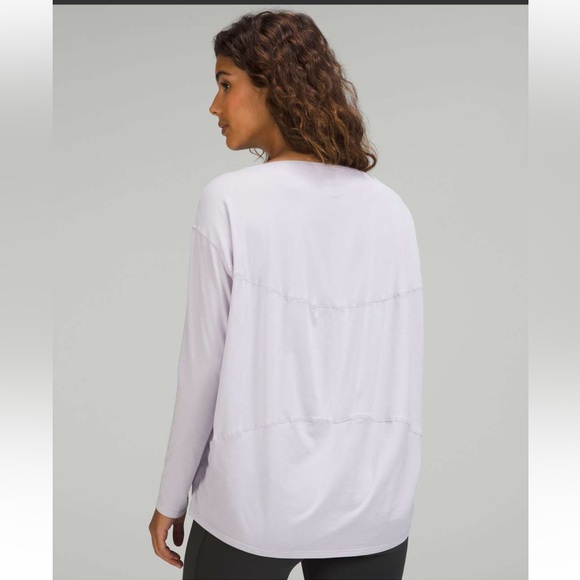 Lululemon ^* 2022 Back In Action  Cotton Long Sleeve Shirt Faint Lavender - Picture 10 of 11
